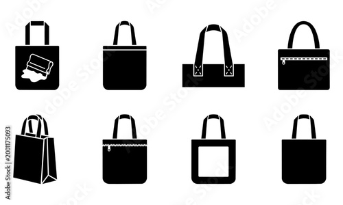 collection of various black handbag silhouettes with different designs and shapes on white background