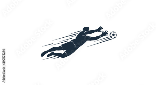 Dynamic Goalkeeper Diving to Save Soccer Ball in Mid-Air.