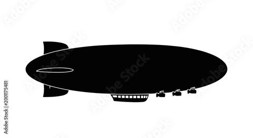 Black silhouette of blimp aircraft.