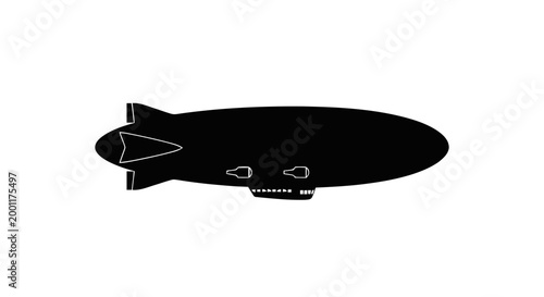 Black silhouette of blimp airship.