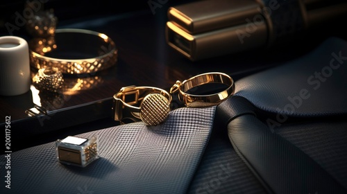 A photo of formal wear accessories laid on a surface