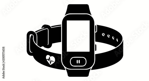 Black smartwatch with heart rate.