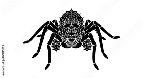 Black spider with skull face.