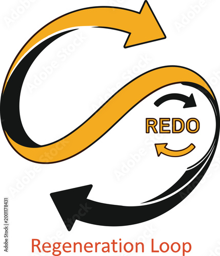 Regeneration loop circular arrows icon representing iterative workflow feedback cycle optimization process improvement continuous automation minimal vector illustration symbol