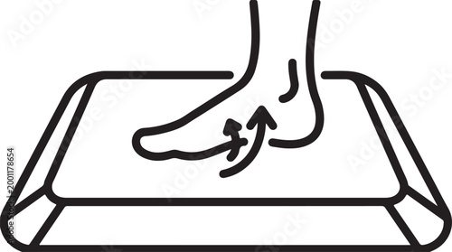 Foot reflexology massage with arrows on an acupuncture mat or pad.