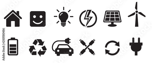 Energy and sustainability icons a collection of renewable power symbols