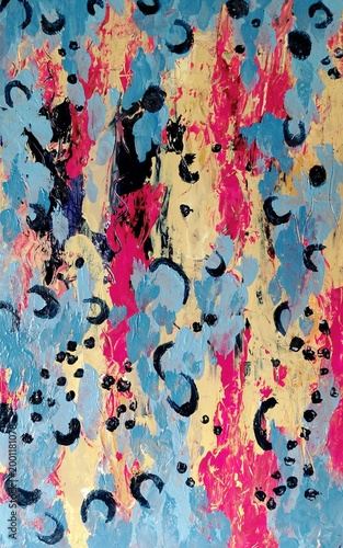Colorful abstract art, modern painting with grunge texture.