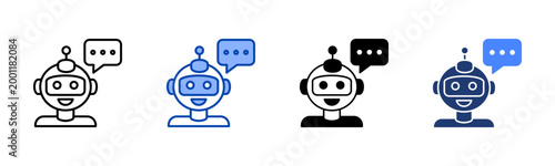 Chatbot  Icon with Style Variations