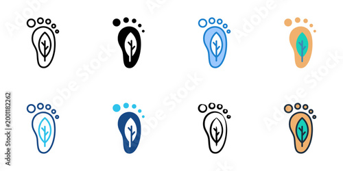 Carbon footprint icons set multiple style collection. Editable stroke 
