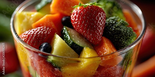 Fruit and vegetables in blender for a healthy nutritious smoothie