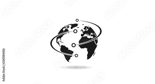 Global Network Connection - World with Orbiting Satellites