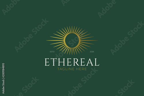 Ethereal Eye Sunburst - Celestial Holistic Logo Template