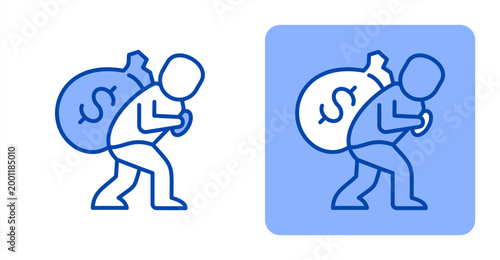 Debt icon, with contrast background.