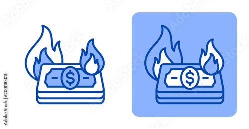 Cash Burn icon, with contrast background.