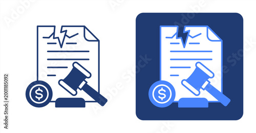 Bankruptcy icon, with contrast background.