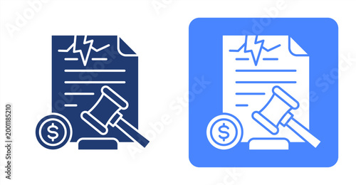 Bankruptcy icon, with contrast background.