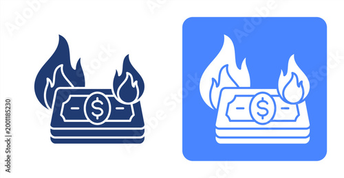 Cash Burn icon, with contrast background.