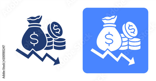 Profit Drop icon, with contrast background.