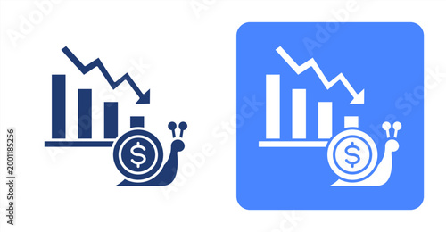 Slow Economy icon, with contrast background.