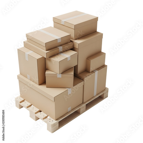 Stack of cardboard boxes on a pallet