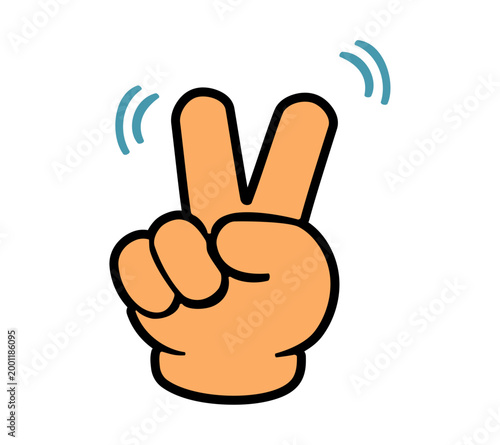 Cartoon Icon Hand Minimalist Hand Making Peace And Moving The Hand Sign Simple Digital Design