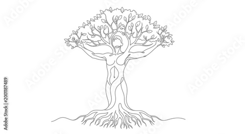 Tree with Human Form Roots Branches.