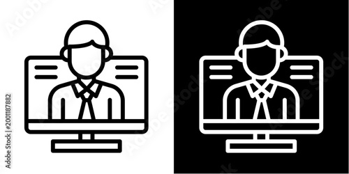 Video Conference Icon Set White Style Collection