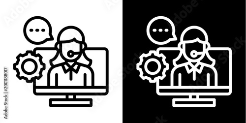 Technical Support Icon Set White Style Collection