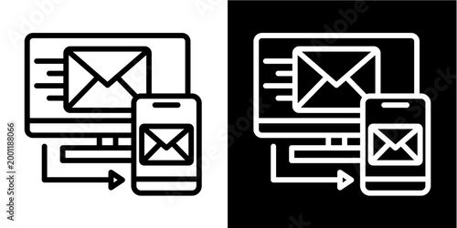 Email Marketing Icon Set White Style Collection