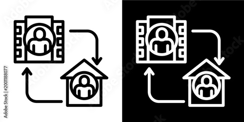 User Data Transfer Icon Set White Style Collection