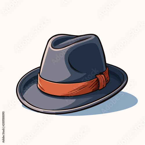 Illustration of a classic fedora hat with an orange band