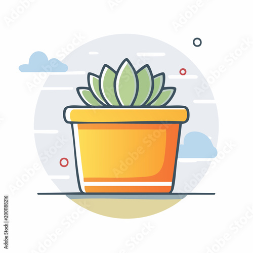 Potted Succulent Plant Illustration
