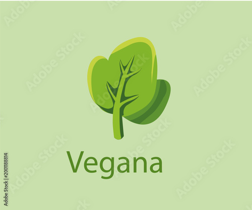 Green Vegan Logo Vegana Organic Healthy Branding