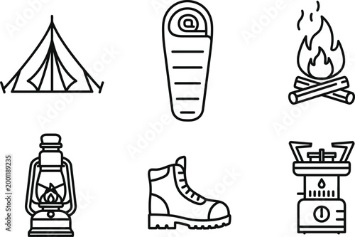 Various religious symbols and places of worship depicted in line art Vector