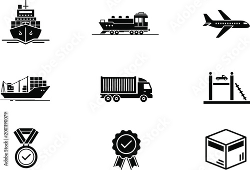 Various modes of transportation and communication devices Vector