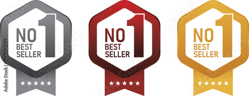 The number 1 best-selling collection of badges and awards in black, red, and gold, symbolizing the highest achievement and quality.