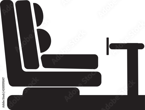 Foto Modern chair with armrest and table attached to side  ergonomic furniture design