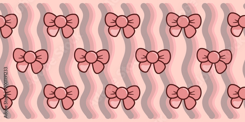 Vintage style ribbon vector design, featuring striking patterns perfect for wallpaper or textile decoration in a romantic, natural spring atmosphere. Cute hand-drawn ribbons, fabric patterns, and deco