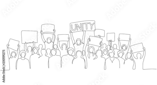 Bilde på lerret People protesting with signs united.