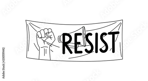 Photos Protest Sign with Raised Fist.