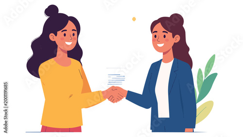 vector two business people shaking hands