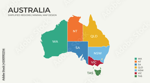 Map of Australia with colored regions.