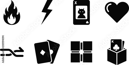 Simple black and white icons representing various objects and concepts Vector