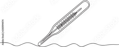 A thermometer is shown measuring water temperature