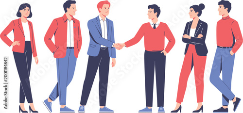 Business people meeting and shaking hands in formal attire, partnership agreement teamwork concept flat vector illustration