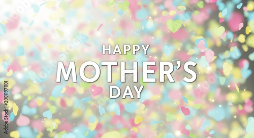 Happy Mother's Day, colorful confetti background, festive celebration, holiday greeting