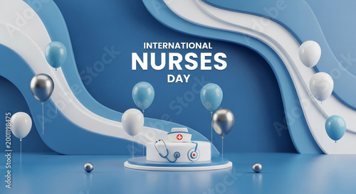 Nurses Day, International Nurses Day, Medical Celebration, Healthcare Worker Appreciation, Blue Background