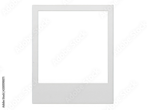 A blank polaroid photo on a white surface