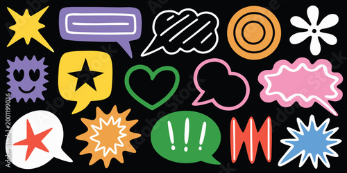 speech bubble symbols in colorful comic style