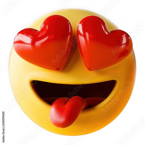A cute emoji with hearts for eyes and a smiling face shows love.
